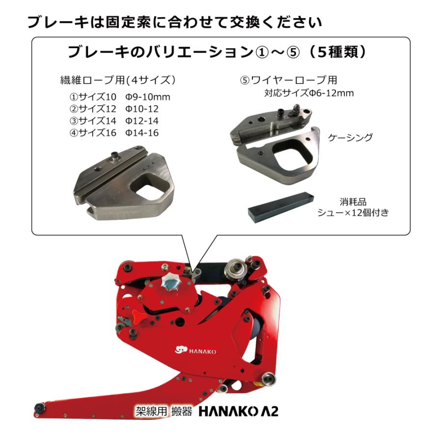 搬器HANAKO A2 繊維ロープ固定索用 ブレーキ サイズ14 : 森の機械