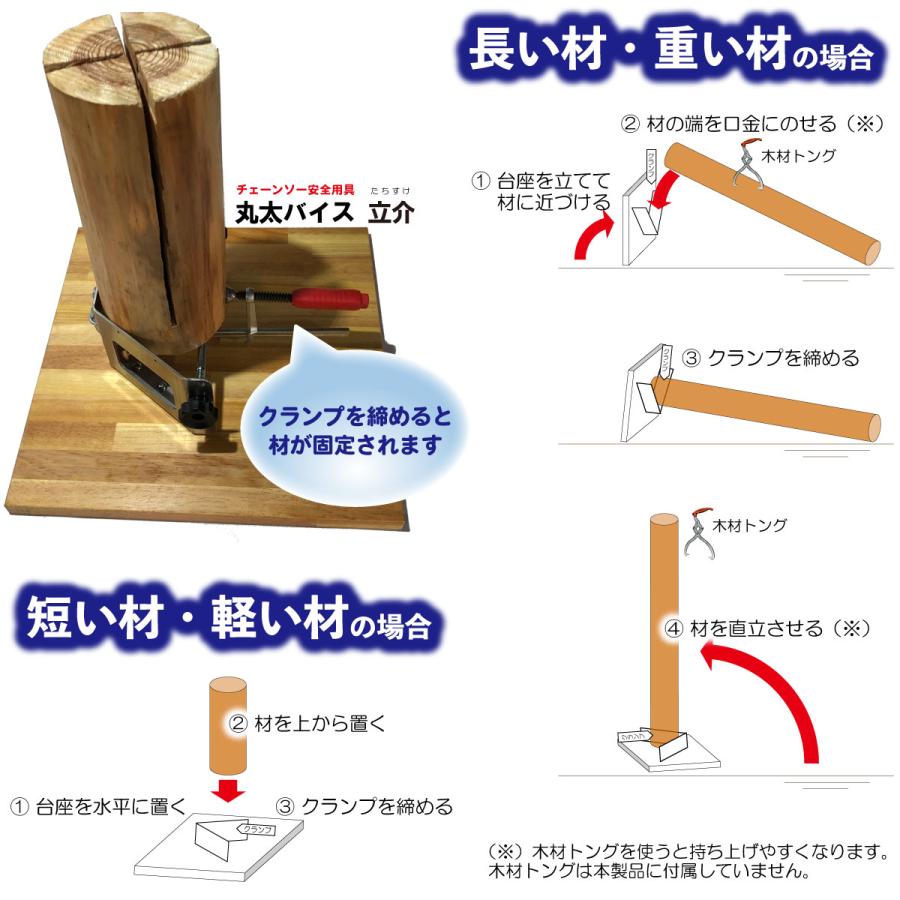 たちすけ 丸太バイス 立介 木質台座 最大Φ28cm 丸太を直立 簡単に丸太