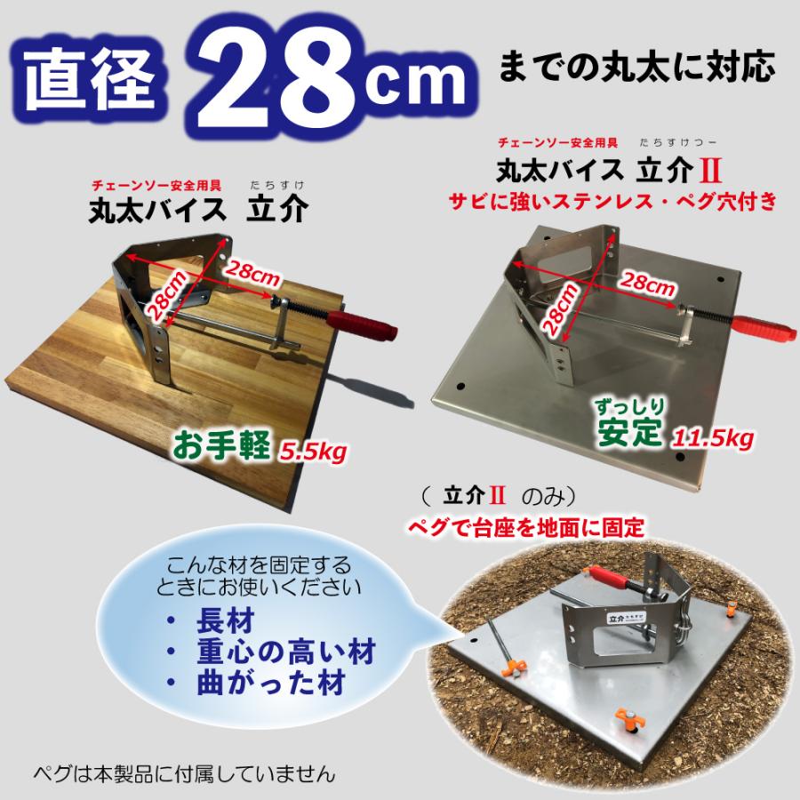 たちすけ 丸太バイス 立介 木質台座 最大Φ28cm 丸太を直立 簡単に丸太