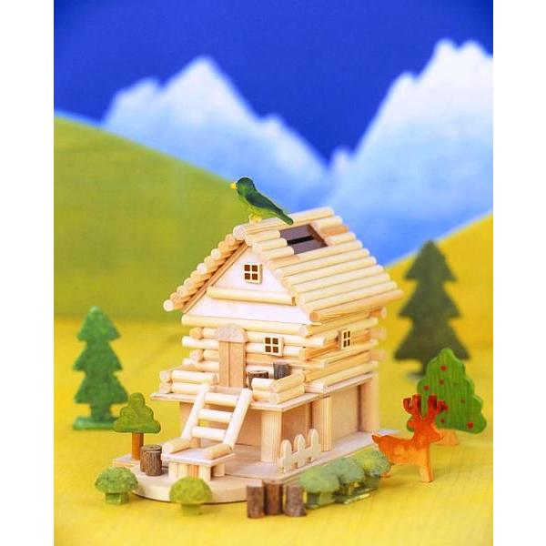 アイスタジオ ウッズ 国産品 山里ものがたり A メルヘンログ 工作キット ログハウス貯金箱