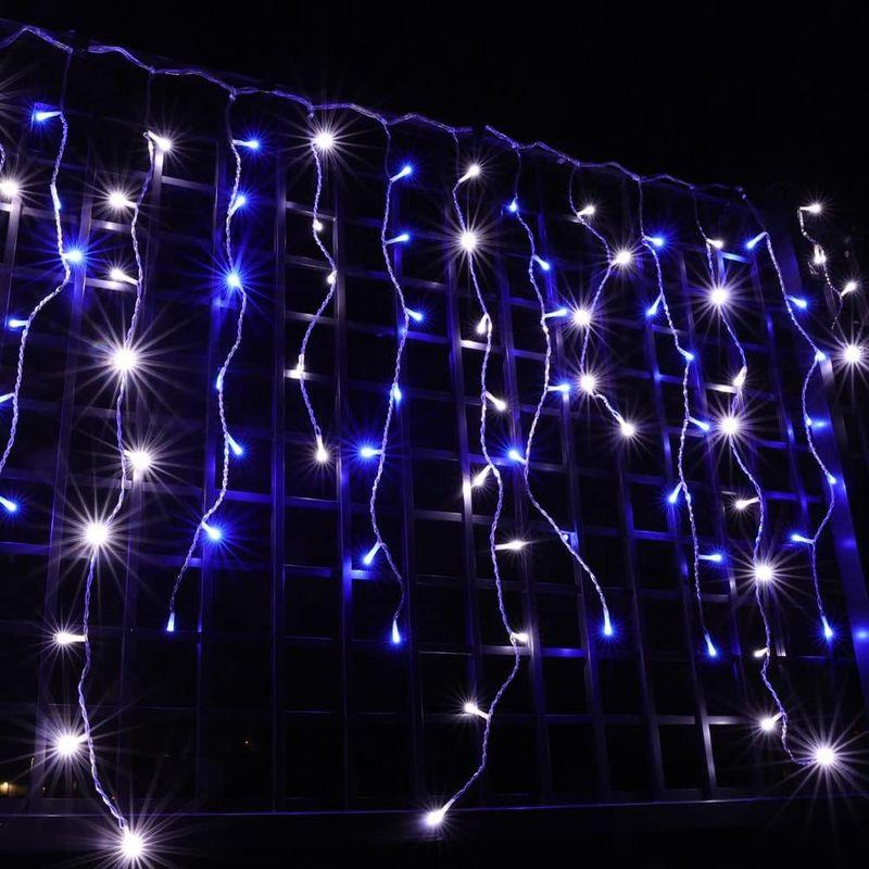 QUALISS　クリスマス　イルミネーション　LED　ブルー　電飾　防滴　ホワイト　1260球　つらら　ライト　ミックス　防雨　2色　18m