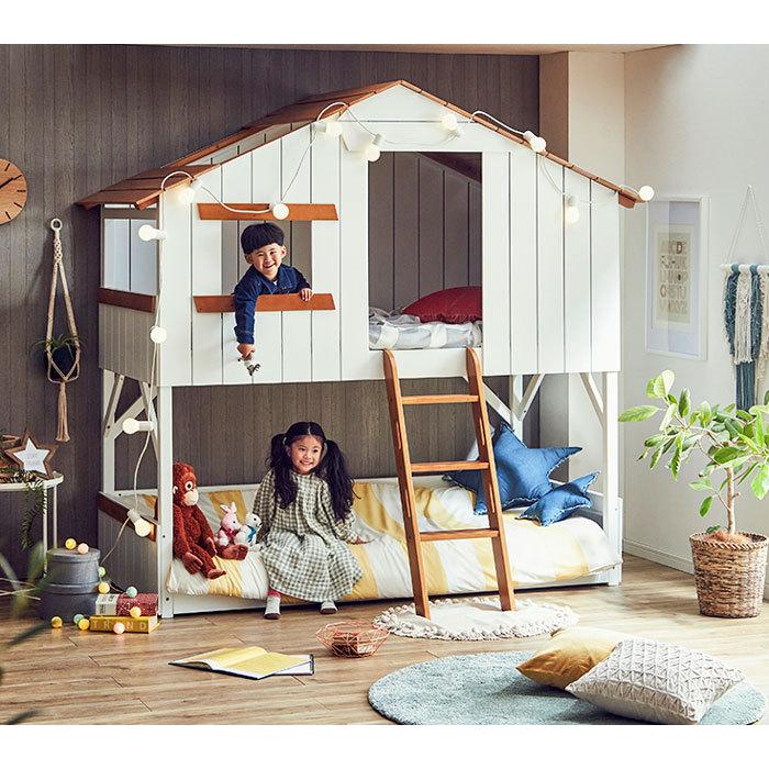 子供の秘密基地 丈夫で安心 木製スノコお家形２段ベッド キッズルーム 0045 Petit2 カントリーハウス森のくに 通販 Yahoo ショッピング