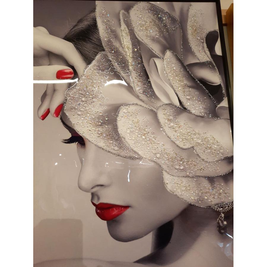 価格変更　イタリアデザイン　クリスタルアート　アールデコ 女性像 彫刻　アクリル アートパネル 絵画 インテリアアート 水晶絵 クリスタルアート 80×60cm