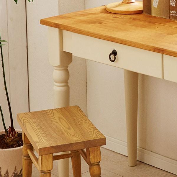 デスク 机 パソコンデスク 学習机 幅130cm 木製 収納付き フレンチ