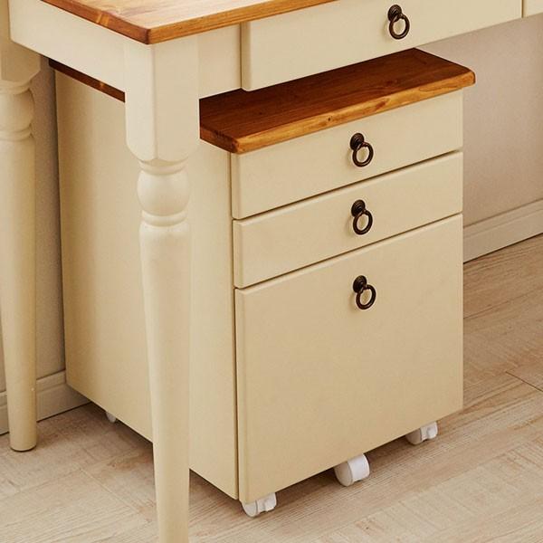 デスクワゴン ワゴン 袖机 サイドワゴン 木製 引き出し付き