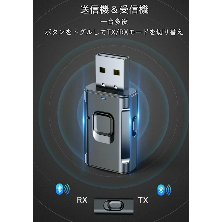 Bluetooth レシーバー ランスミッター ワイヤレス 送受信機 車 カーオーディオ パソコン AUX USB カーステレオ 小型 送信機 受信機 ブルートゥース｜moririn｜02