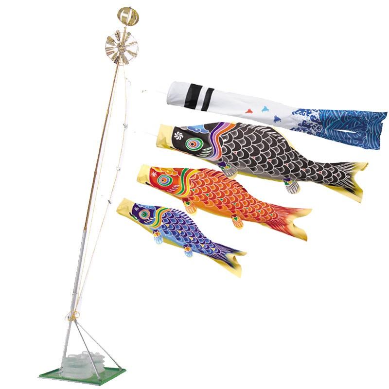 森景 ショップ天 手描き本染め鯉 こいのぼり 浪千鳥吹き流し 錦鯉 水袋 4