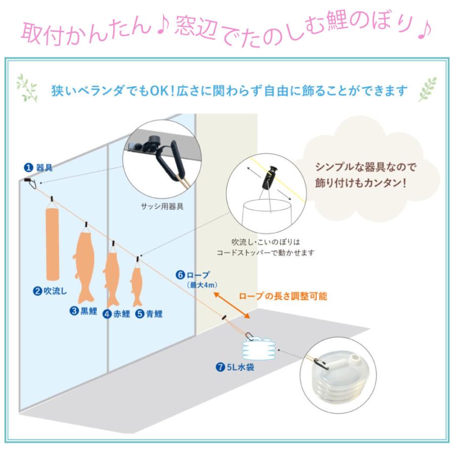 こいのぼり 鯉のぼり まどデコセット 豪 徳永鯉 吹き流し加工代別料金_3