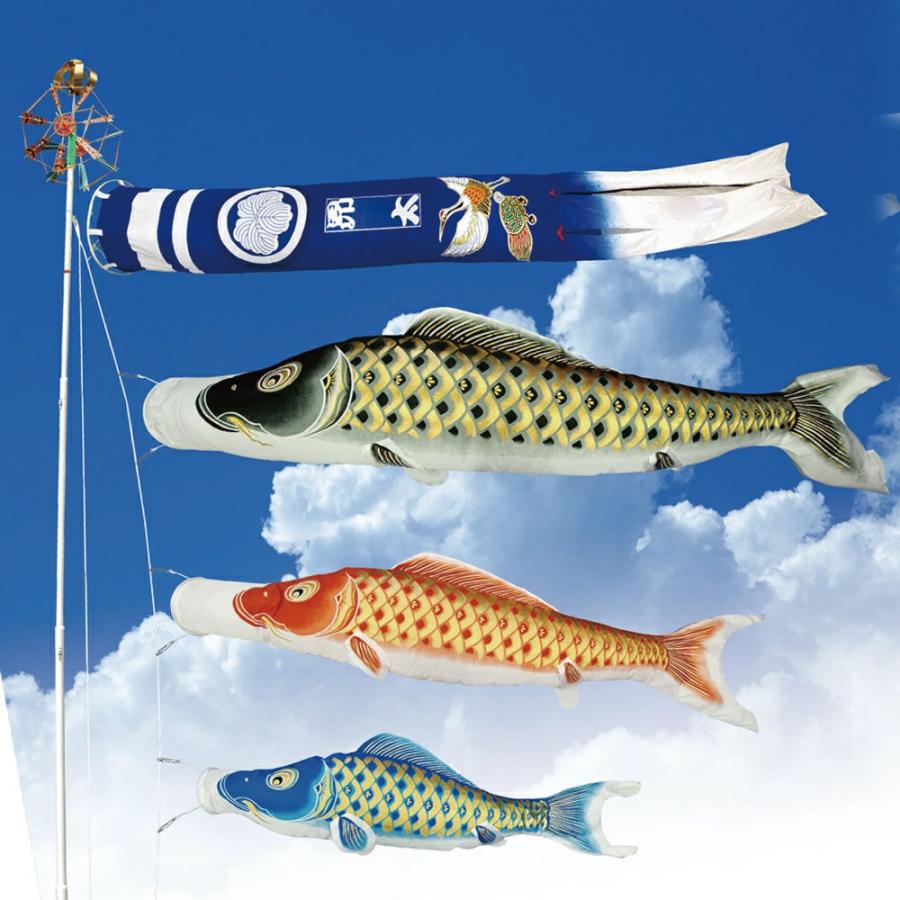 鯉のぼり 黄金 輝 大型鯉のぼりセット 8m6点 別誂鶴亀吹流し 村上こいのぼり