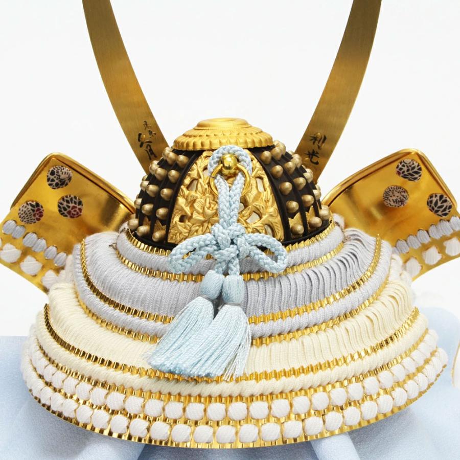 久月 五月人形 兜飾り 鈴木利光監製 獅狛之兜 正絹水色匂縅 7号 平飾り