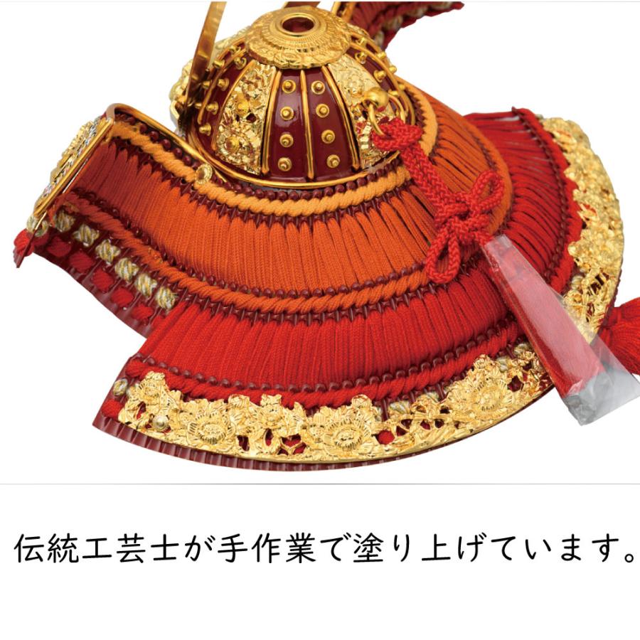 宝童作 五月人形 宝童 兜飾り 赤漆塗之兜 7号 収納飾り コンパクト