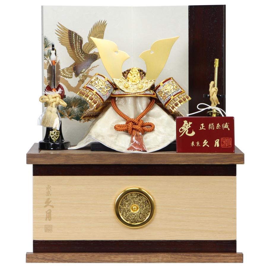 久月 五月人形 兜飾り 収納飾り 正絹薄茶裾濃縅 7号 松に鷹 11226 D-28