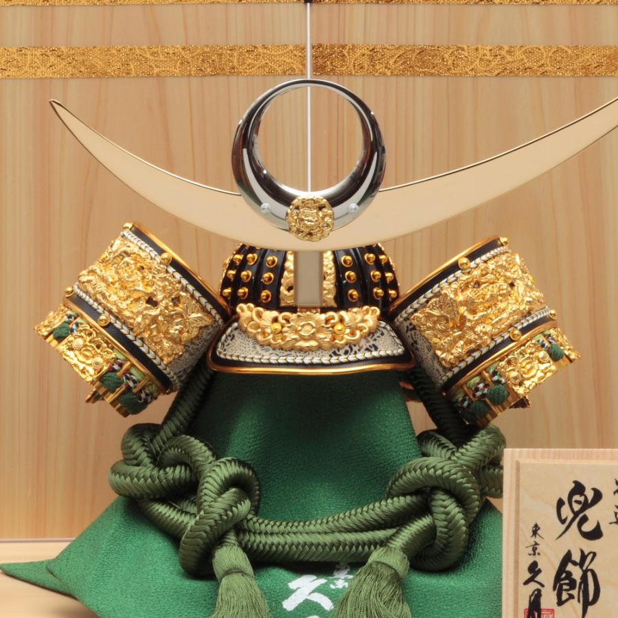 久月 五月人形 兜飾り 銘木収納飾り 檜 正絹萌黄裾濃縅兜 10号 61656 D