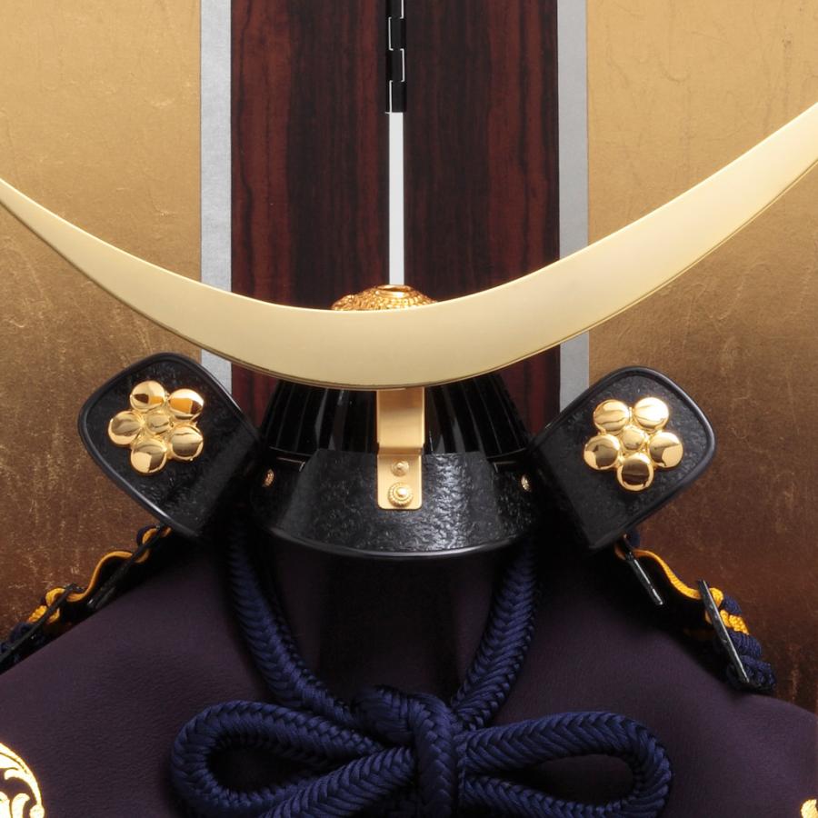 久月 五月人形 兜飾り 銘木収納飾り 紫檀 大越広孝作 紺糸縅兜 10号