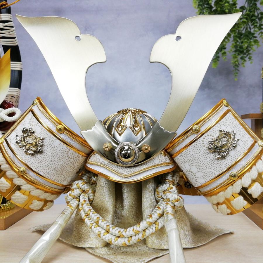 五月人形 久月 兜飾り 太鍬形8号 グレージュアクリルケース飾り 無双結び 忍緒 松に鷹 519165_3