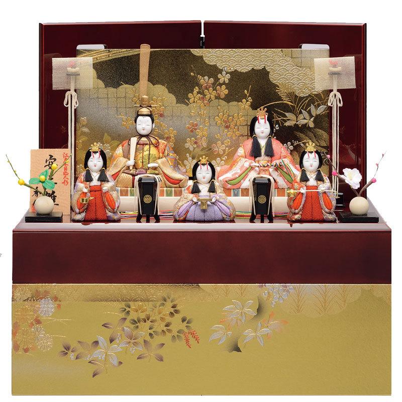 一秀 雛人形 コンパクト 木目込み 五人飾り I-18 : 祭・人形の森景