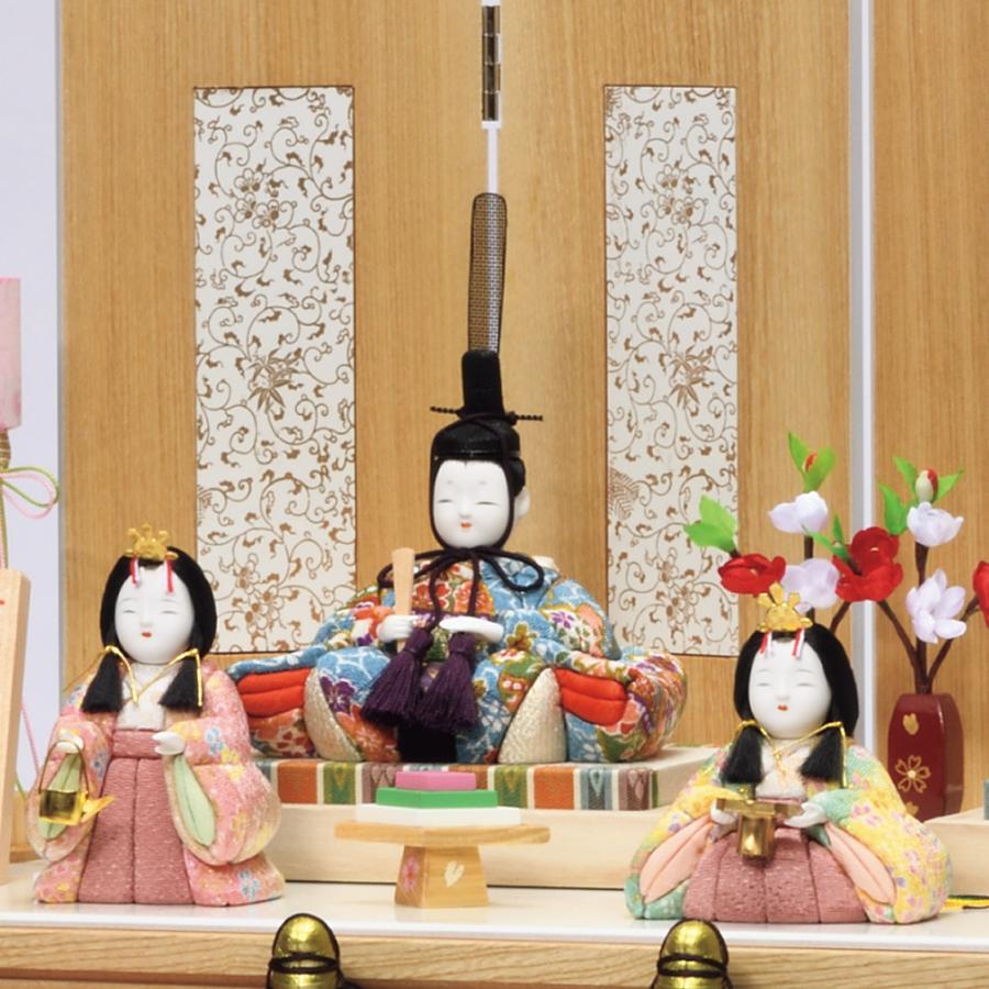 雛人形セット ひな祭り用 15体　木目込み 一秀 雛人形 木目込み 十五人飾り 平安雛15号 木製三段セット D-21-7