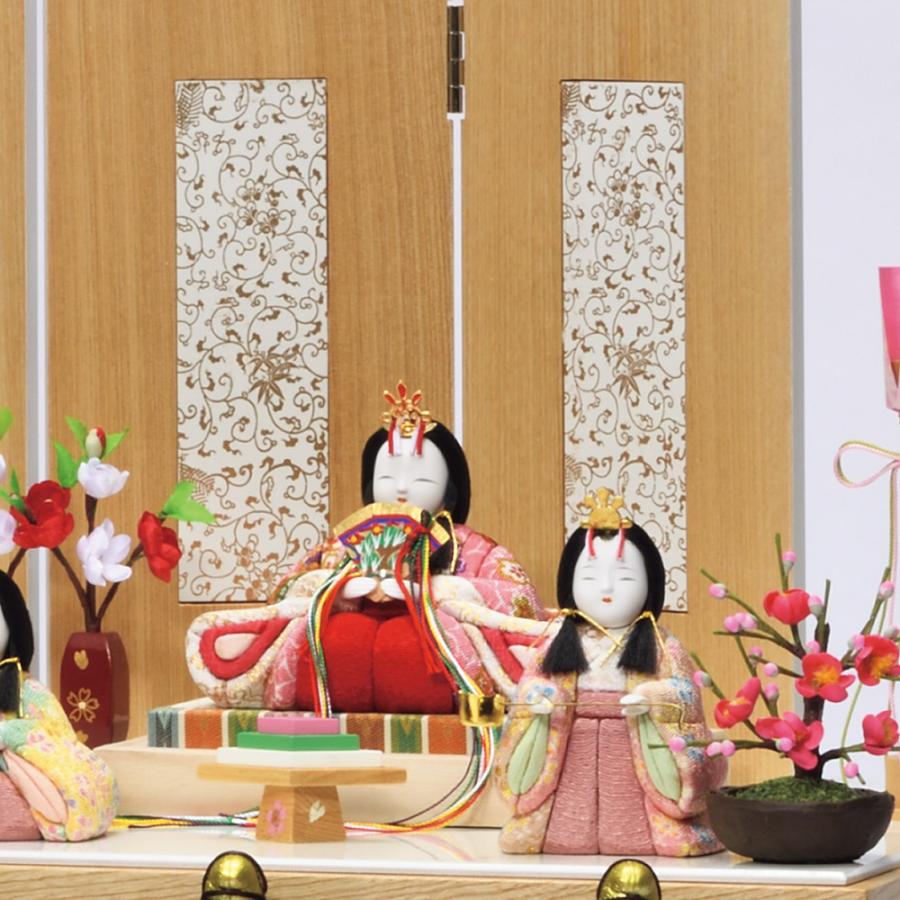 一秀 雛人形 木目込み 十五人飾り 平安雛15号 木製三段セット D-21-7