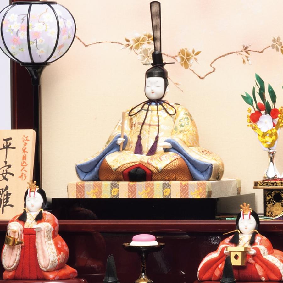 雛人形 一秀 コンパクト 木目込み 十五人飾り 木製五段セット D-35-7の画像