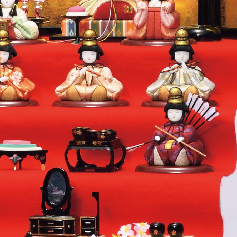 一秀 雛人形 木目込み 十五人飾り 毛氈五段セット D-38-7 2025年新作