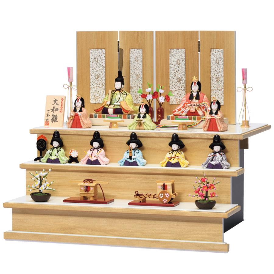 一秀 雛人形 コンパクト 木目込み 三段飾り 十人飾り K-8-7 : 祭・人形