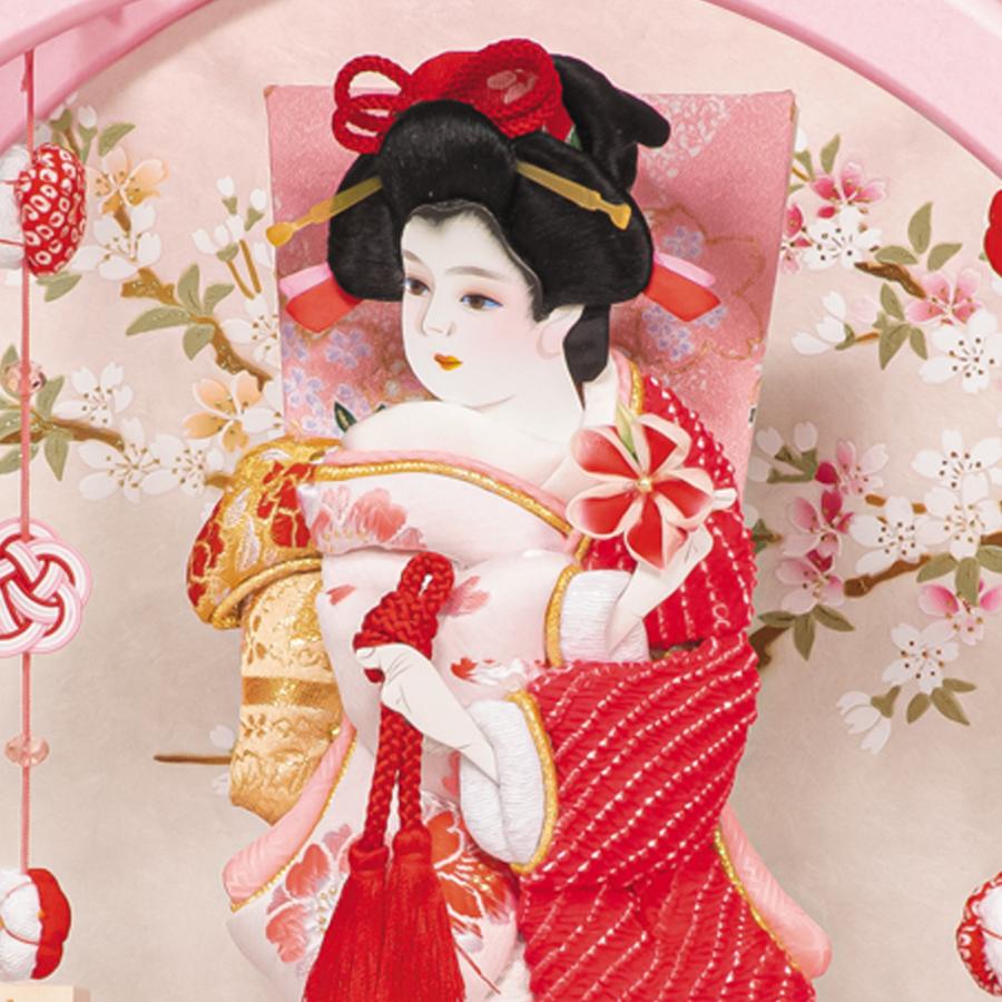羽子板 お祝い 初正月 ピンク円型アクリルケース飾り 弥生 8号 コンパクト 平安豊久_1
