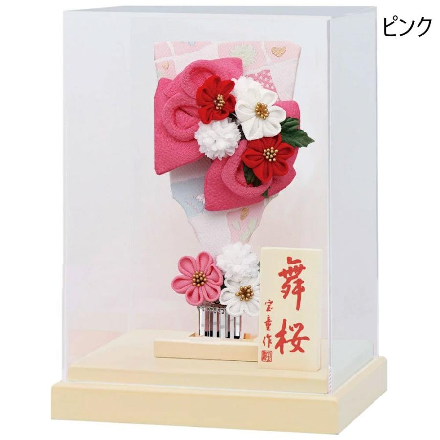 宝童作 羽子板 ケース飾り アクリルケース舞桜（オフホワイト