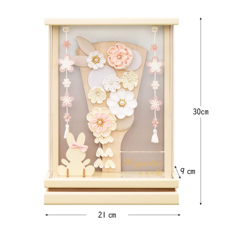 羽子板 お祝い 初正月 アクリルケース飾り 凛オフホワイト7号 花づくしシルキーピンク コンパクト 宝童_1