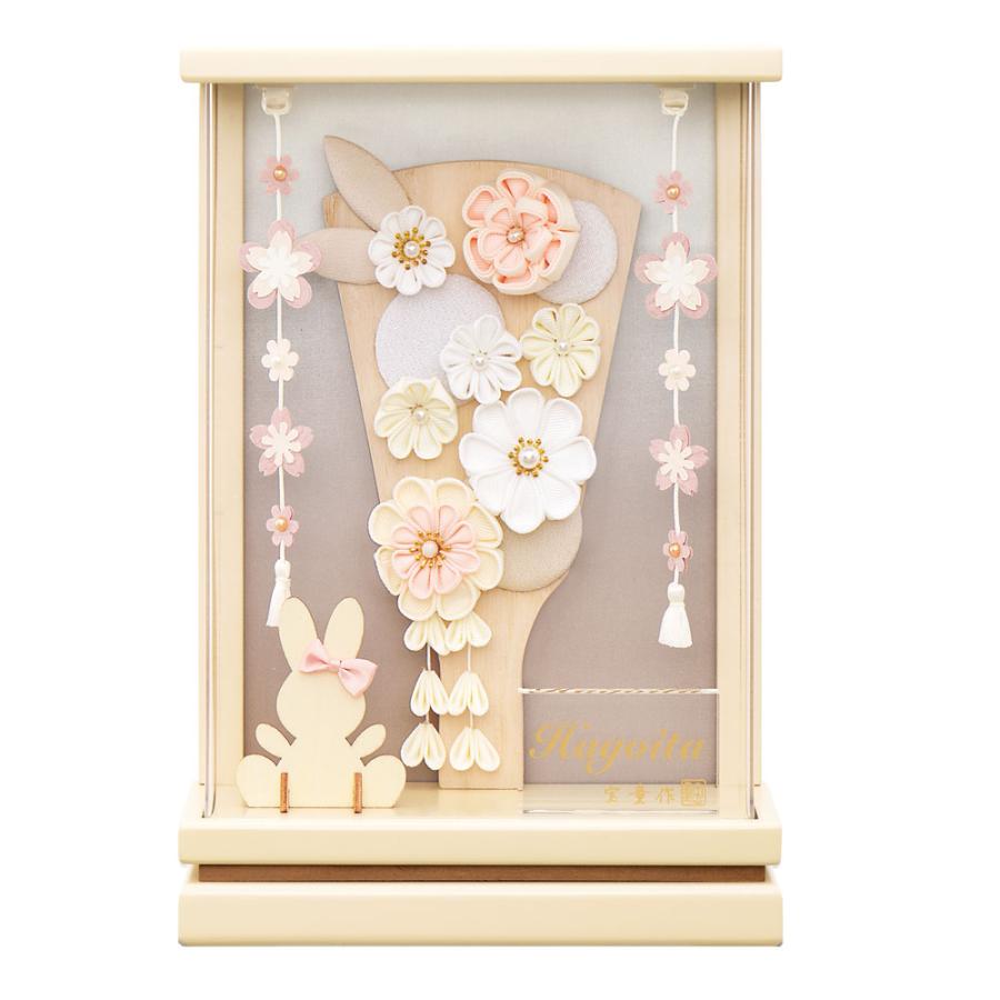 羽子板 お祝い 初正月 アクリルケース飾り 凛オフホワイト7号 花づくしシルキーピンク コンパクト 宝童_4