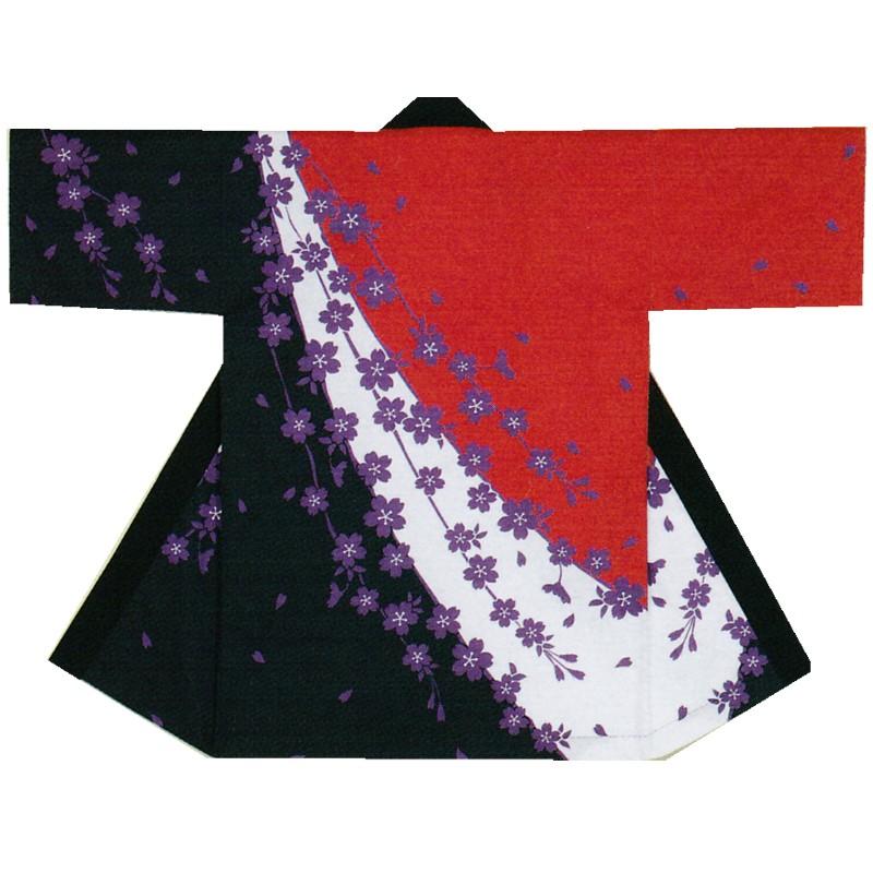 長袢天 黒/赤 桜 B9018<br>