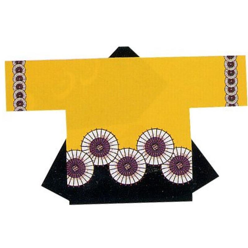 法被 祭 踊り袢天 アクリル袢天 傘 黄色/黒 B 9389 半纏 袢纏 お祭り はっぴ はんてん