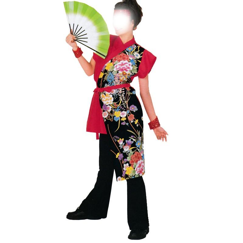 最大54 オフ よさこい衣裳 袖なし打ち合わせ上衣 赤 黒 花柄 C066 よさこい 踊り衣裳 お祭用品 まつり用品 お祭り Materialworldblog Com