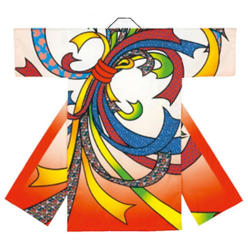 ジュニア用 よさこい長袢天 赤 のしめ S-L C60303【よさこい/踊り衣裳/お祭用品/まつり用品/お祭り】