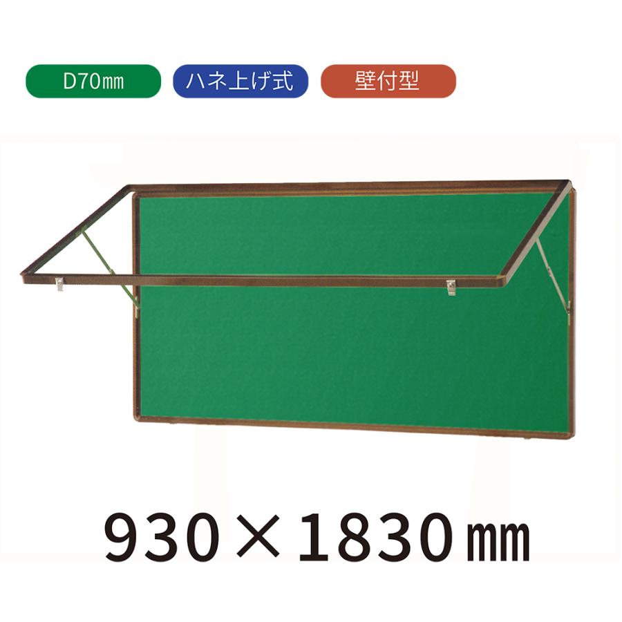 壁付型 ハネ上げ式 屋外掲示板 H930mm×W1830mm×D70mm （ポスター
