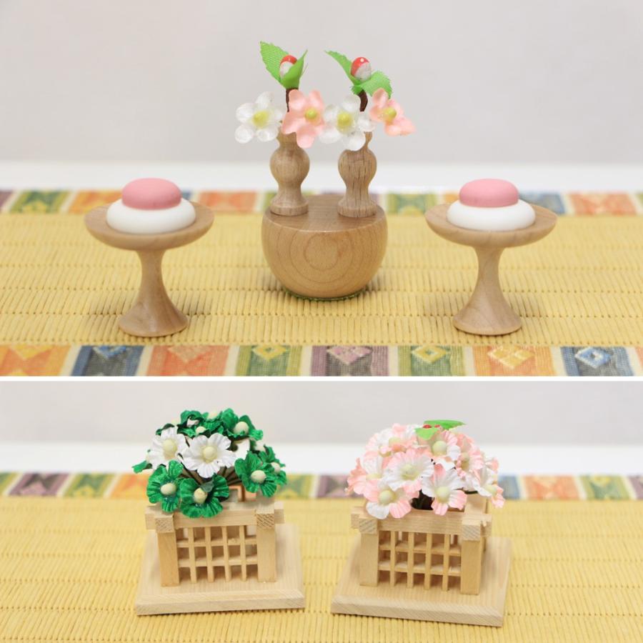 雛人形 コンパクト 収納親王飾り 豆極小親王 うさぎ桜柄 白ピンク鞠桜