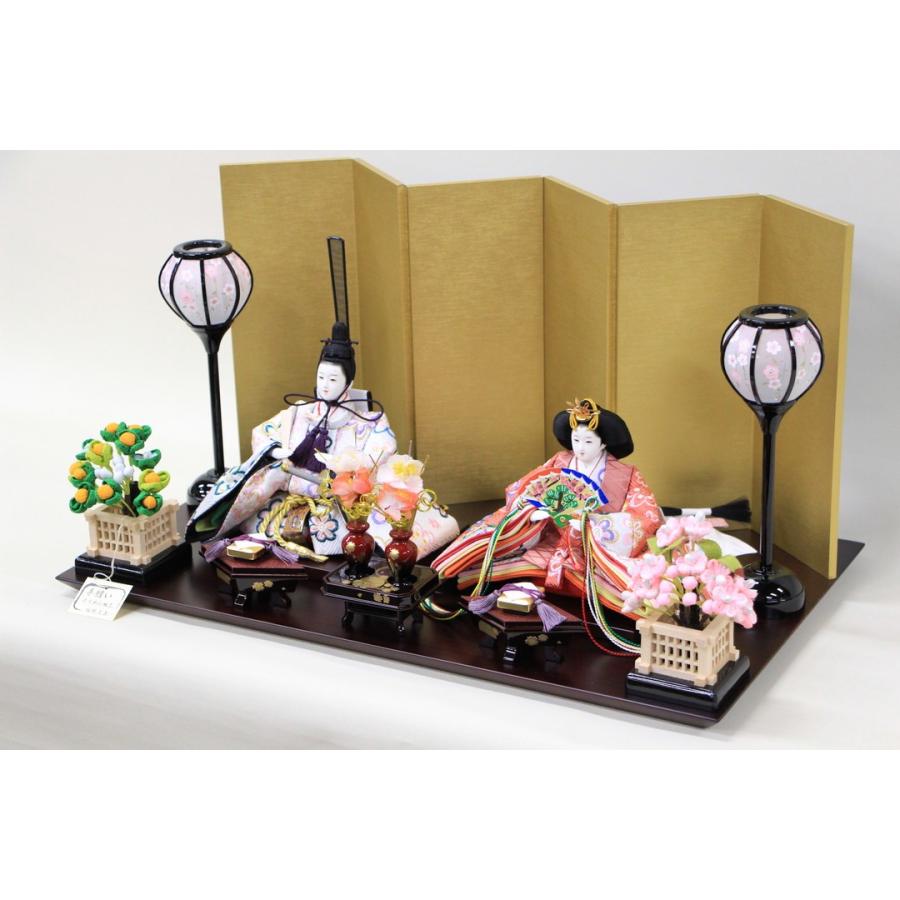 雛人形 おしゃれ コンパク 親王飾り 小三五親王限定金襴(白・赤)24-50