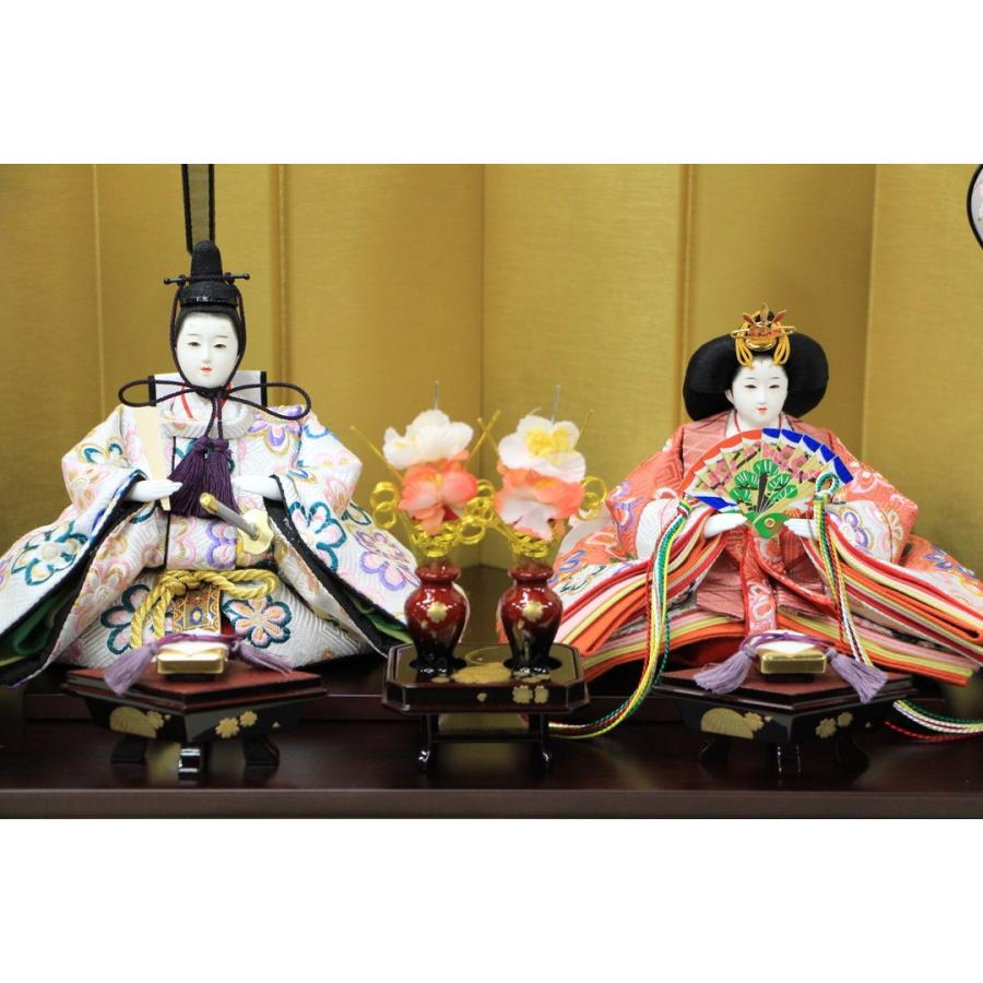 特売 雛人形 おしゃれ コンパク 親王飾り 小三五親王限定金襴(白・赤 