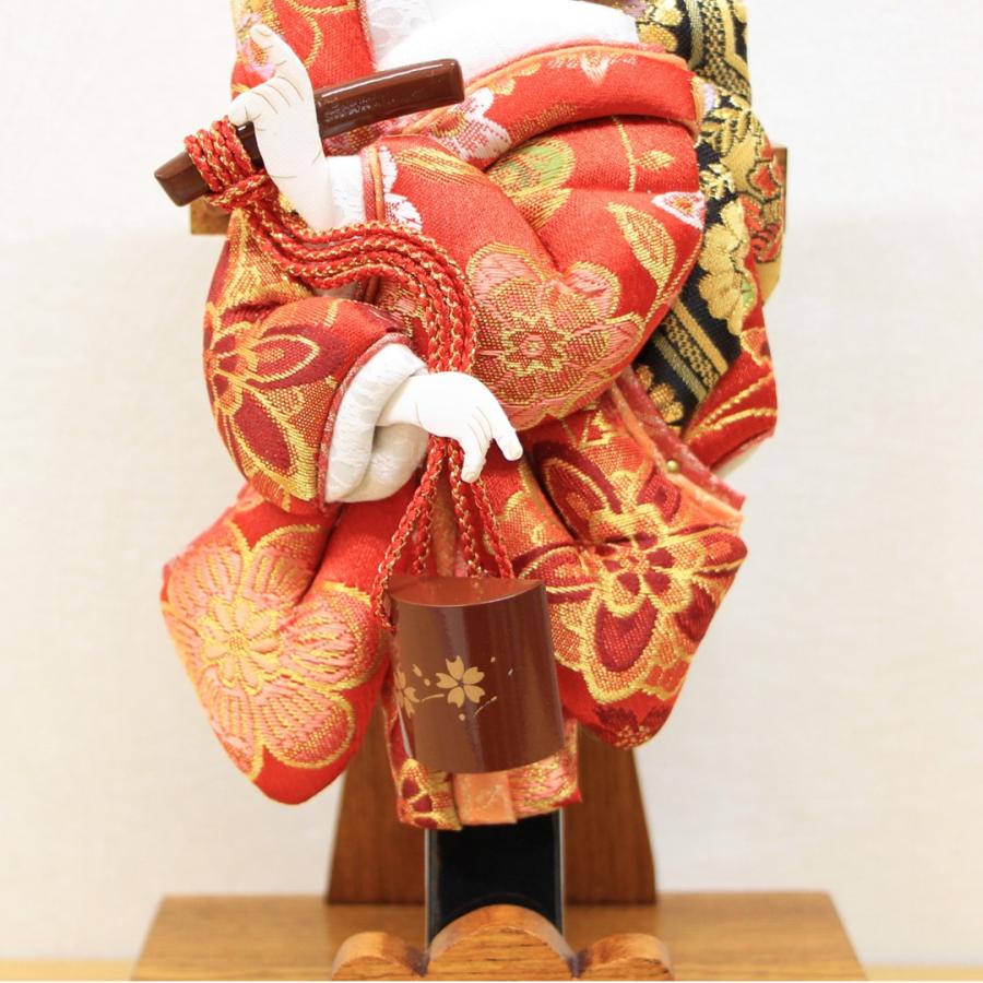 コンパクト羽子板 お祝い 初正月 木目飾台 8号 花小町振袖 汐汲 押絵