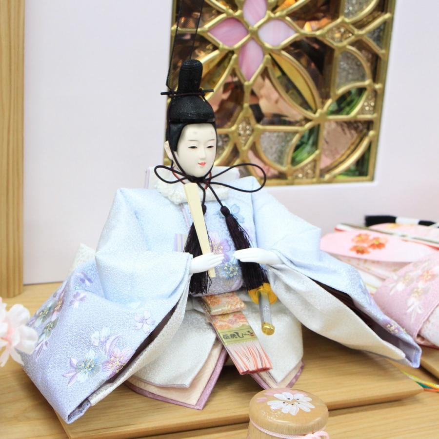 小三五親王飾り 平飾り 光莉 幅65cm 暈し染刺繍 ミラーステンドグラス