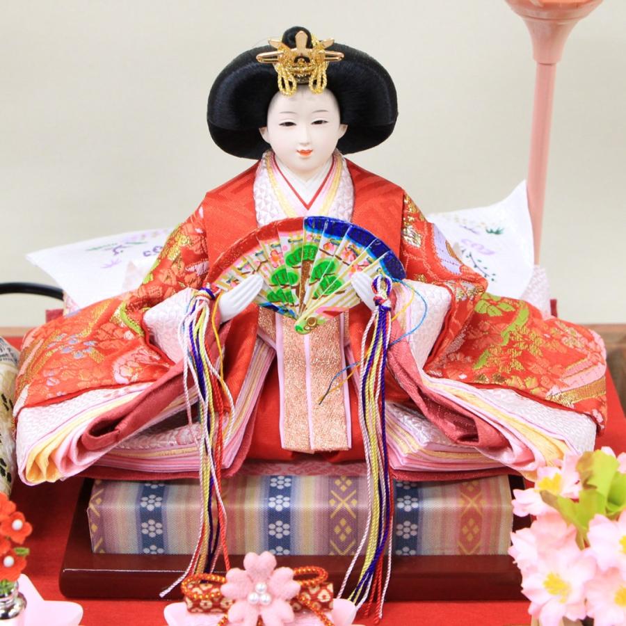 雛人形 コンパクト おしゃれ 紅羽 ピンク木ケース アクリルケース 小三