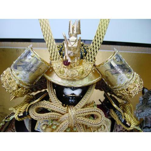 正絹輝大鎧彫金12号三段セット 五月人形三段飾り : 人形のモリシゲ