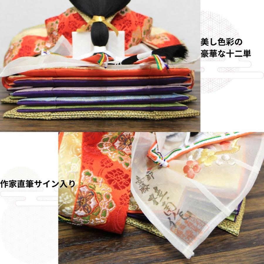 安藤桂甫作 京雛 十三番 本金梅印No.1 四曲かすみ桜屏風平台セット 幅