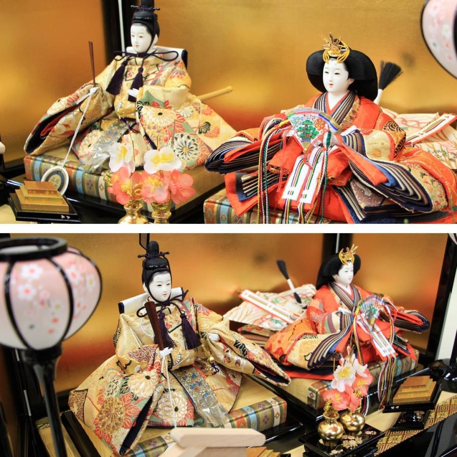 安藤桂甫作 京雛 上雪印十二番 六番柄No.2 金襴黄櫨染 金箔屏風黒塗り