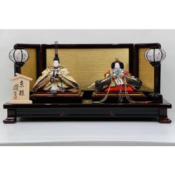 雛人形 安藤桂甫作 京十一番梅印本金お召しもの親王金平飾りつけ（古代箔屏風お仕舞い塗台平飾りつけ） 記念、行事用品-雛人形