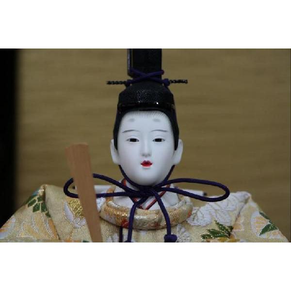 雛人形 安藤桂甫作 京十一番梅印本金衣裳親王金平飾り（古代箔屏風留め