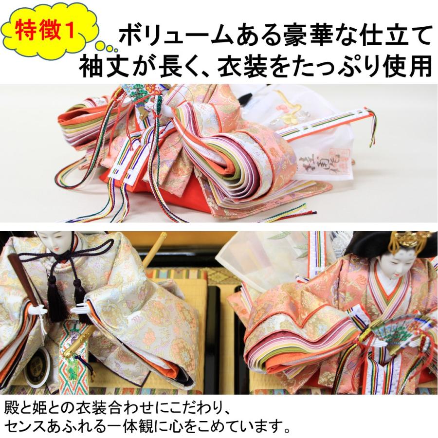 安藤桂甫作 京雛 十三番 雅印 No.6 洋金箔押絹シケ貼り六曲屏風 黒塗り