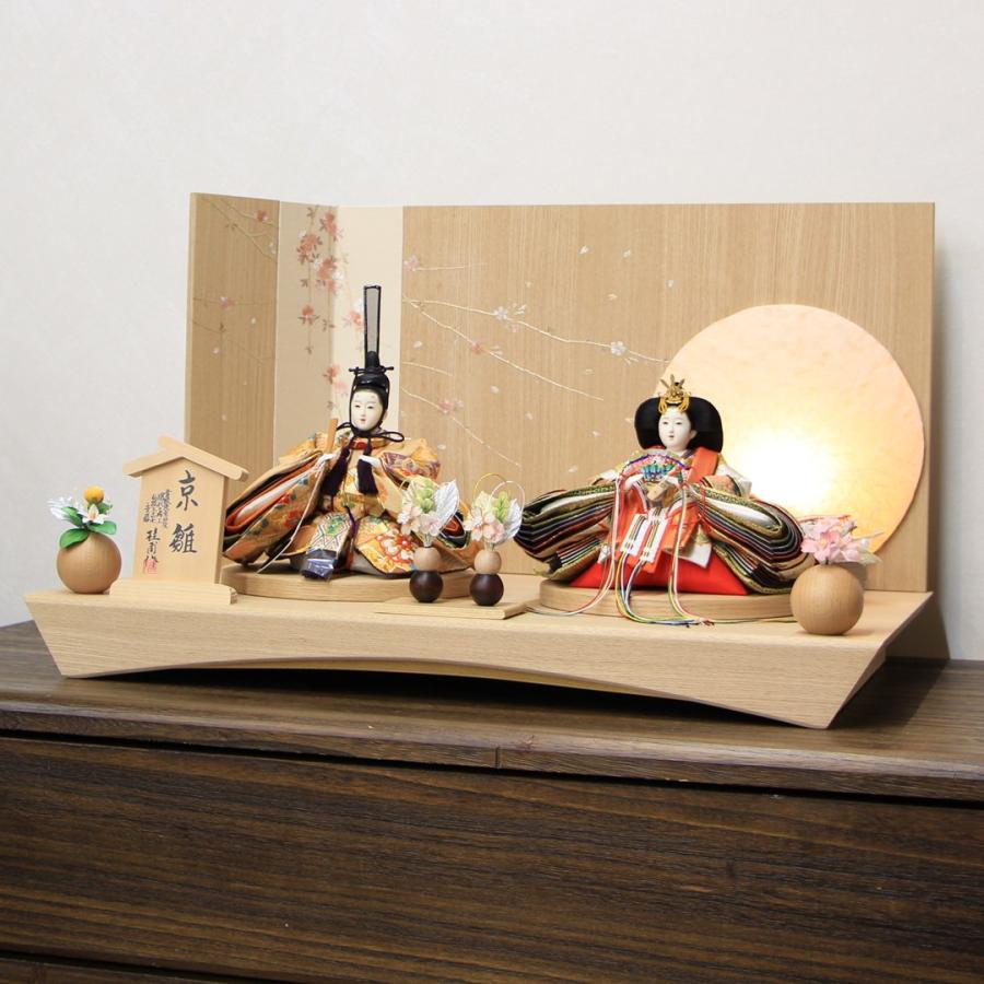安藤桂甫作 京雛 十一番 雅印No.3  結月金彩横枝しだれ桜有明白木平台セット 幅65×奥行き40×高さ39.5（約cm）の画像