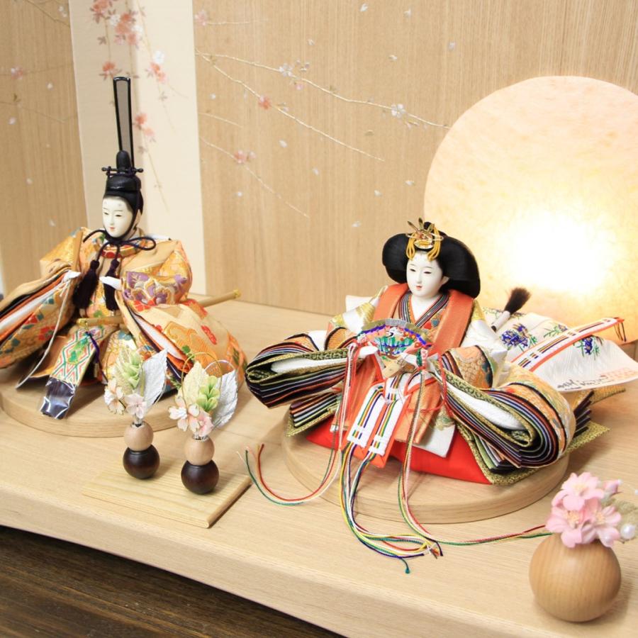 安藤桂甫作 京雛 十一番 雅印No.3  結月金彩横枝しだれ桜有明白木平台セット 幅65×奥行き40×高さ39.5（約cm）の画像