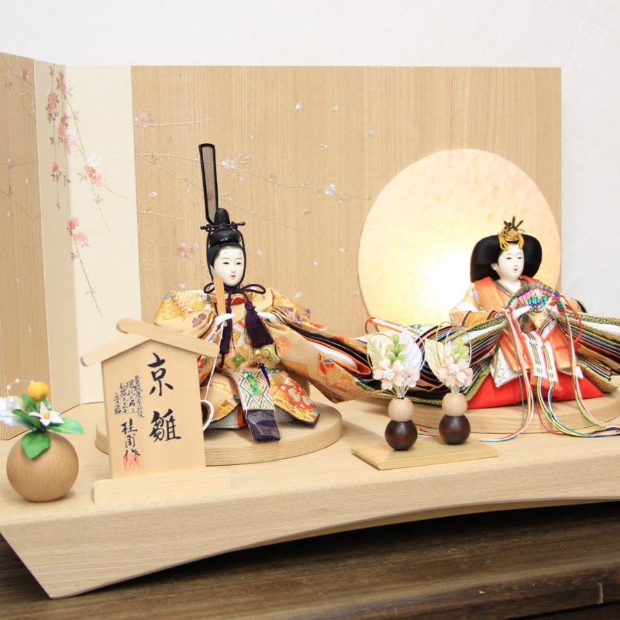 安藤桂甫作 京雛 十一番 雅印No.3  結月金彩横枝しだれ桜有明白木平台セット 幅65×奥行き40×高さ39.5（約cm）の画像
