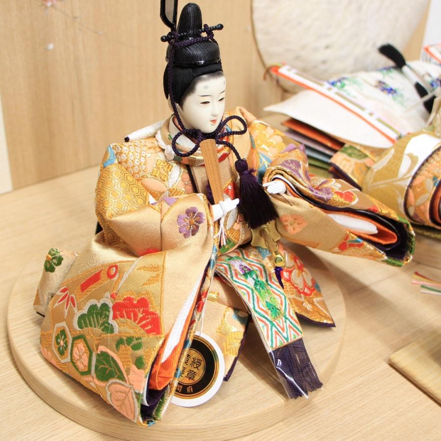 安藤桂甫作 京雛 十一番 雅印No.3  結月金彩横枝しだれ桜有明白木平台セット 幅65×奥行き40×高さ39.5（約cm）の画像